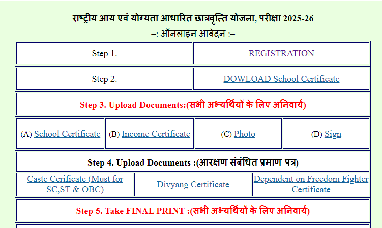 rashtriya aay evam yogyta aadharit chatravritti yojana steps